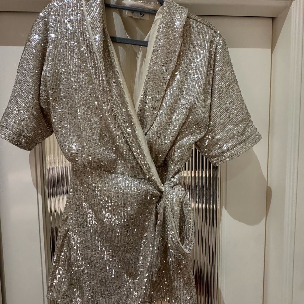 She + Sky Beige Sequin Skort